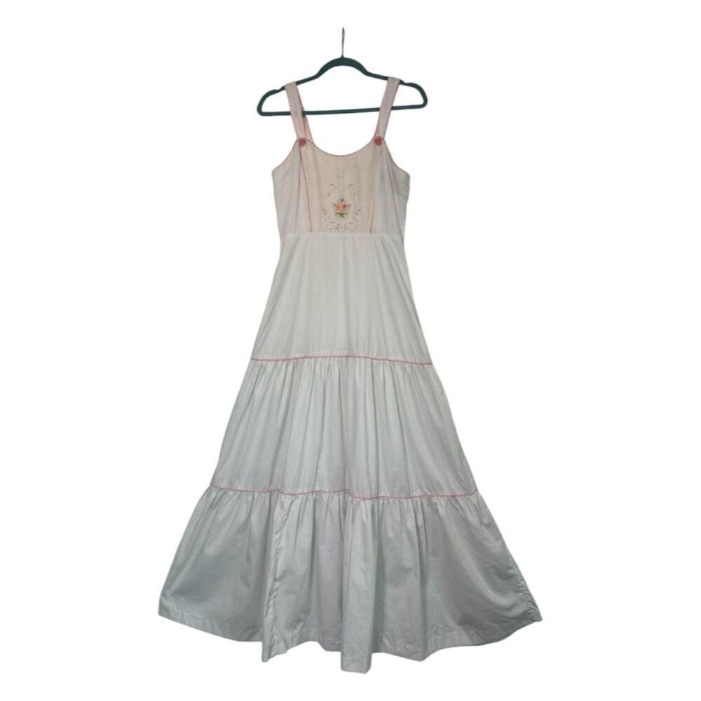 Vintage Young Edwardian Prairie Dress Cottagecore Boho Maxi White Size 11 = S-XS - Picture 2 of 10